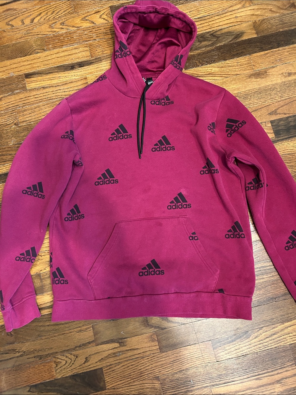 adidas Magenta Logo Pullover Hoodie